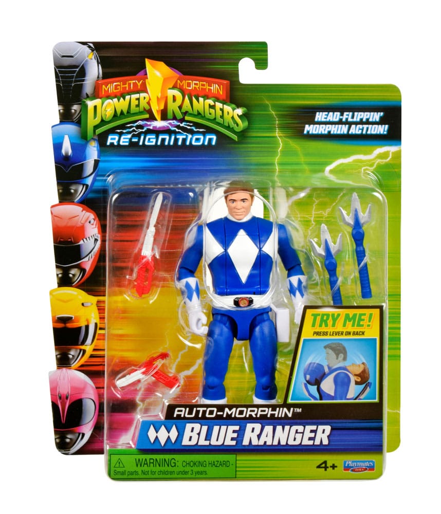 Auto-morphin blue ranger mighty morphin power rangers. El auto-morphin blue ranger viene con su característica ¡power lance y el blade blaster en forma de cuchilla y blaster! La figura está multiarticulada y tiene el mismo aspecto que billy cranston del ¡mighty morphin power rangers original!