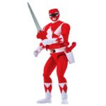 AUTO-MORPHIN RED RANGER MIGHTY MORPHIN POWER RANGERS. El Auto-Morphin Red Ranger viene con su característica Power Sword y Blade Blaster en forma de hoja y blaster. La figura tiene múltiples puntos de articulación y se parece a Jason Scott de la serie original Mighty Morphin Power Rangers.