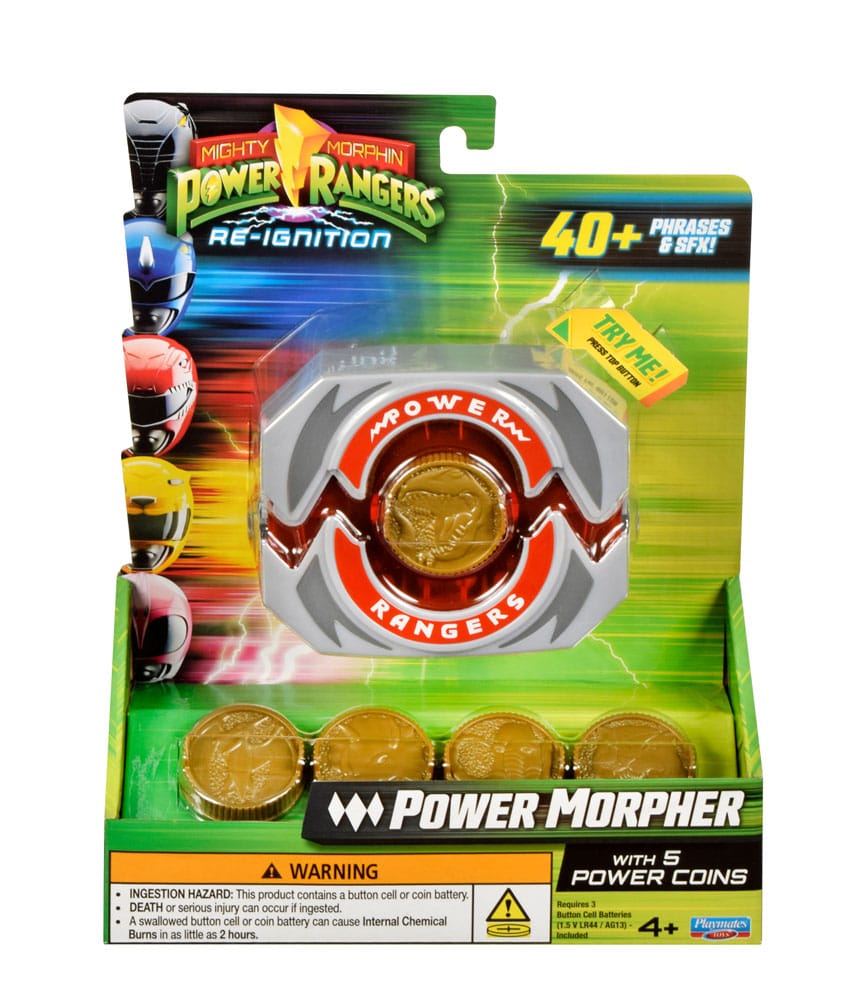 Power morpher deluxe mighty morphin power rangers belt. ¡invoca el poder de los dinozords con el legendario power morpher! Lanza una de las cinco power coins incluidas en el morpher, activa el power grip y ¡escucha la auténtica llamada de los dinozords! Cada moneda se reconoce y activa sonidos individuales y frases icónicas de tus rangers favoritos. Con más de 40 sonidos y efectos de luz, un clip para el cinturón y un diseño auténtico, el power morpher es el accesorio imprescindible para los verdaderos fans de los power rangers.
