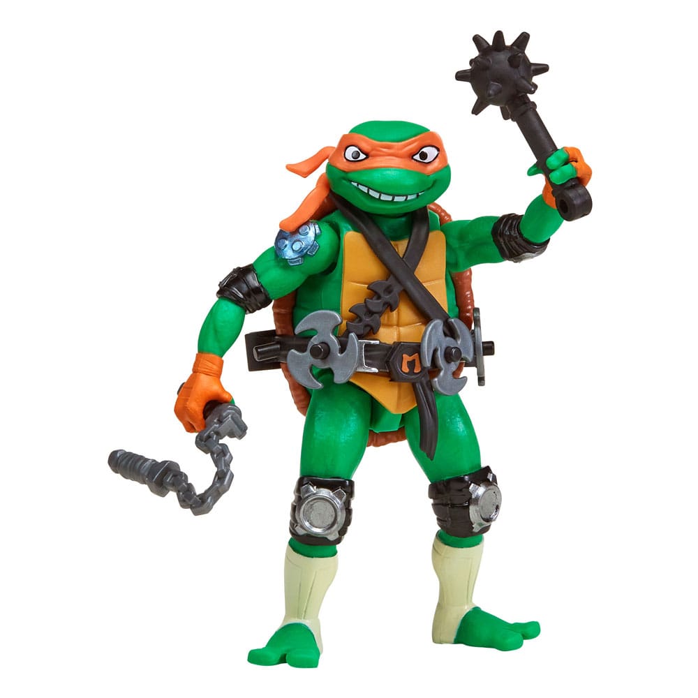 MICHELANGELO TALES OF THE TEENAGE MUTANT NINJA TURTLES MIX´N MATCH. Colecciona todas las figuras y accesorios de Tales of the Teenage Mutant Ninja Turtles y sumérgete en el mundo de las mutaciones. Con el sistema Mix 'n Match, puedes intercambiar brazos, piernas, cabezas y accesorios a voluntad: cada figura ofrece infinitas posibilidades de personalización (cada una se vende por separado). La figura incluye la cabeza de Mechazoid y el brazo derecho de Bishop, así como las emblemáticas armas de Mike para ofrecerte aún más acción. Tanto si reproduces escenas de la serie como si vives tus propias aventuras, tu imaginación no tendrá límites Tamaño de la figura: 11,5 cm de altura aprox.