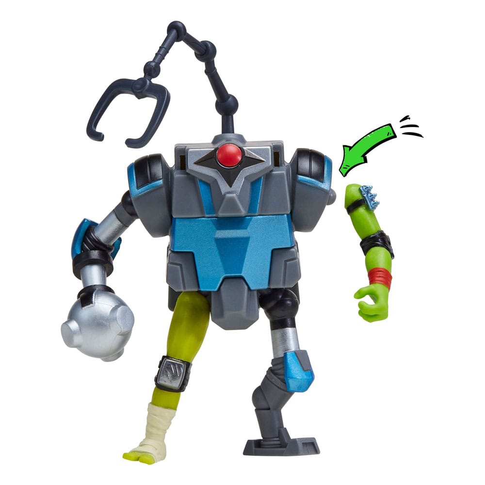 MECH SUIT TALES OF THE TEENAGE MUTANT NINJA TURTLES MIX´N MATCH. Colecciona todas las figuras y accesorios de Tales of the Teenage Mutant Ninja Turtles y sumérgete en el mundo de las mutaciones. Con el sistema Mix 'n Match, puedes intercambiar brazos, piernas, cabezas y accesorios a voluntad: cada figura ofrece infinitas posibilidades de personalización (cada una se vende por separado). La figura incluye el brazo izquierdo de Raph, el brazo derecho de Donnie y las armas de Bishop, perfectas para ideas de juego creativas. Tamaño de la figura: 11,5 cm de altura aprox.