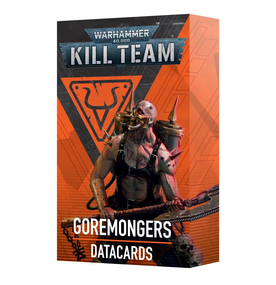 Kill team datacards: goremongers (inglés). Solo en inglés. The goremongers are rabid cultists who have seen the glory of khorne daemons and lived to tell the tale. When they go to battle, they wield a wide variety of weapons, from great double-handed chainaxes to blood-letting knives, harpoons, and autopistols – arms to better let the blood flow. This set of 40 cards will help you keep track of your goremongers in games of kill team. There are individual cards for your team selection rules, operatives, faction rules, strategy and firefight ploys, and faction and universal equipment rules. They are an ideal way to easily check key information in the heat of battle.