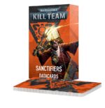 KILL TEAM DATACARDS: SANCTIFIERS (INGLÉS). Solo en inglés. Sanctifier kill teams wear no uniform and follow no formal discipline. Little more than a rabble of zealous cultists, they go to war wielding a wild array of weapons, most of which incorporate some form of flamer with which to purify the unclean. This set of 37 cards will help you keep track of your Sanctifiers in games of Kill Team. There are individual cards for your team selection rules, operatives, faction rules, strategy and firefight ploys, and faction and universal equipment rules. They are an ideal way to easily check key information in the heat of battle.