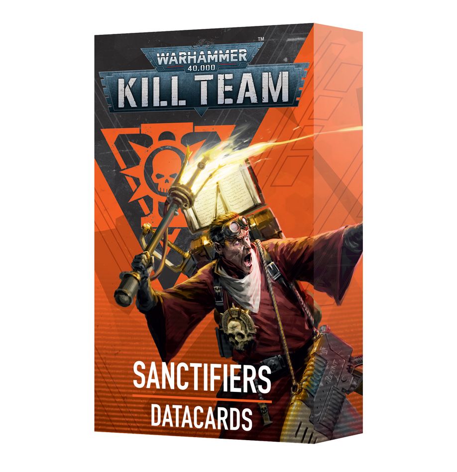 Kill team datacards: sanctifiers (inglés). Solo en inglés. Sanctifier kill teams wear no uniform and follow no formal discipline. Little more than a rabble of zealous cultists, they go to war wielding a wild array of weapons, most of which incorporate some form of flamer with which to purify the unclean. This set of 37 cards will help you keep track of your sanctifiers in games of kill team. There are individual cards for your team selection rules, operatives, faction rules, strategy and firefight ploys, and faction and universal equipment rules. They are an ideal way to easily check key information in the heat of battle.