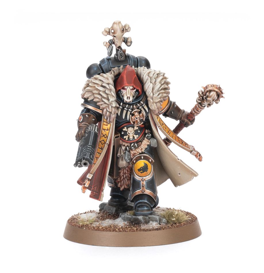 Wolf priest space wolves. Los sacerdotes lobo son sabios ancianos que velan por el bienestar espiritual y físico de sus hermanos de batalla. Vestidos de negro y engalanados con tótems y macabros yelmos de cráneo de lobo, su presencia es aterradora. Con este kit multicomponente de plástico puedes montar un sacerdote lobo, un líder espiritual para tus ejércitos de lobos espaciales de warhammer 40,000. Parte apotecario y parte capellán, es ideal para apoyar a tus unidades clave, inspirar a tus guerreros y atender a los heridos. Puedes equiparlo con una pistola bólter absolvor o una daga ritual y elegir entre tres cabezas, una con un casco de cráneo de lobo y dos descubiertas, para que personalizar a tu feroz guerrero sea de lo más sencillo.
