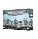 WOLF GUARD HEADTAKER SPACE WOLVES. El deber de los Cortacabezas de la Guardia del Lobo es dar caza a comandantes y campeones enemigos. Para ello, cuentan con la ayuda de manadas de lobos de caza fenrisianos. Estas astutas bestias dispersan las formaciones enemigas y acosan a las presas de los Cortacabezas, lo que permite a estos acercarse e impartir la justicia del Padre de todas las cosas. Con este kit multicomponente de plástico puedes montar tres Cortacabezas de la Guardia del Lobo y tres Lobos Cazadores para tus ejércitos de Lobos Espaciales de Warhammer 40,000. Estos veteranos guerreros son ideales para acabar con los objetivos enemigos más duros. Nada puede esconderse de los sentidos agudizados de su manada. Cada Cortacabezas puede armarse con dos armas de energía artesanales o con un arma de energía artesanal y un escudo de tormenta. El kit incluye nueve cabezas diferentes de entre las que elegir, tres con casco y seis descubiertas, para que puedas personalizar fácilmente tus miniaturas.