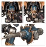 CHAOS KNIGHTS: KNIGHT RUINATOR. Los Caballeros Portarruinas cargan contra las líneas enemigas en medio de ardientes ráfagas de llamas malditas y salvas de misiles pulsoterror. Fijan su objetivo en un solo oponente o grupo hasta destruirlo, para a continuación avanzar hacia el siguiente. Estos ingenios de guerra dejan tras de sí un sendero de devastación por el que sus camaradas pueden seguirles hasta el mismo corazón de las posiciones enemigas. Con este kit multicomponente de plástico puedes montar un poderoso Caballero del Caos en una de sus cuatro configuraciones distintas para tu ejército de Caballeros del Caos de Warhammer 40,000. También puedes desplegarlo como Descastado aliado en ejércitos de Marines Espaciales del Caos, Guardia de la Muerte, Hijos del Emperador, Mil Hijos o Devoradores de Mundos. El Caballero Portarruina se especializa en causar el máximo daño a corto alcance, pero montes la clase que montes, traerá consigo un arsenal de armas tremendamente potentes. Una sola de estas poderosas máquinas de guerra es capaz de cambiar el curso de cualquier batalla. Tienes diferentes máscaras retorcidas, cadenas, tubos, púas y cuernos opcionales para crear una máquina de maldad verdaderamente única.