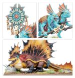 SPEARHEAD: SERAPHON–SUNBLOODED PROWLERS. Los Acechadores Estirpesolar se caracterizan por su sigilo y brutalidad. Estos expertos cazadores son Serafones implacables, encargados de erradicar amenazas específicas para los enigmáticos planes de sus señores slann. Una vez que detectan el rastro de un enemigo, nada salvo la muerte los aparta de su labor. Si quieres reclamar los Reinos Mortales como parte del Gran Plan, esta caja es la forma ideal de comenzar una colección de Serafones o de ampliar tu ejército de Warhammer Age of Sigmar, y resulta más económica que comprar los kits por separado. Las Fauces de Itzl, compuestas por unos feroces Estirpesolar y su escolta de saurios, inspiran al resto de la fuerza con sus valientes hazañas. Junto a ellos marchan a la batalla una unidad de Guerreros Saurios. Los veloces Cazadores de Huanchi capturan cualquier objetivo que el enemigo deje desprotegido, y un Engendro de Chotec brinda apoyo a distancia escupiendo ácido sobre tus adversarios. Estas miniaturas conforman una fuerza completa de Punta de lanza, lo que significa que podrás lanzarte a jugar partidas tácticas e intensas desde el primer momento. El Engendro de Chotec incluye opciones para personalizarlo con dos cabezas distintas, dos tipos de cresta y dos poses diferentes para el cuello. Uno de sus Domadores eslizones lleva un icono sagrado que puede rematarse con una de dos piezas decorativas opcionales. Los Guerreros Saurios incluyen piezas para montar un campeón, un músico con tambor de guerra y un portaestandarte opcionales, con dos iconos distintos para elegir. Las cabezas y escudos pueden intercambiarse entre las miniaturas, y cada guerrero puede armarse con un garrote o una lanza. Los Cazadores de Huanchi están compuestos por 10 Eslizones Camaleón y 3 Terrapaces. Los Eslizones incluyen piezas para montar un campeón, un músico y una Garra de Huanchi opcionales. También hay opciones de armas para que personalices aún más tu unidad.