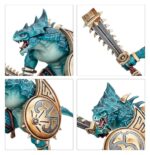 SPEARHEAD: SERAPHON–SUNBLOODED PROWLERS. Los Acechadores Estirpesolar se caracterizan por su sigilo y brutalidad. Estos expertos cazadores son Serafones implacables, encargados de erradicar amenazas específicas para los enigmáticos planes de sus señores slann. Una vez que detectan el rastro de un enemigo, nada salvo la muerte los aparta de su labor. Si quieres reclamar los Reinos Mortales como parte del Gran Plan, esta caja es la forma ideal de comenzar una colección de Serafones o de ampliar tu ejército de Warhammer Age of Sigmar, y resulta más económica que comprar los kits por separado. Las Fauces de Itzl, compuestas por unos feroces Estirpesolar y su escolta de saurios, inspiran al resto de la fuerza con sus valientes hazañas. Junto a ellos marchan a la batalla una unidad de Guerreros Saurios. Los veloces Cazadores de Huanchi capturan cualquier objetivo que el enemigo deje desprotegido, y un Engendro de Chotec brinda apoyo a distancia escupiendo ácido sobre tus adversarios. Estas miniaturas conforman una fuerza completa de Punta de lanza, lo que significa que podrás lanzarte a jugar partidas tácticas e intensas desde el primer momento. El Engendro de Chotec incluye opciones para personalizarlo con dos cabezas distintas, dos tipos de cresta y dos poses diferentes para el cuello. Uno de sus Domadores eslizones lleva un icono sagrado que puede rematarse con una de dos piezas decorativas opcionales. Los Guerreros Saurios incluyen piezas para montar un campeón, un músico con tambor de guerra y un portaestandarte opcionales, con dos iconos distintos para elegir. Las cabezas y escudos pueden intercambiarse entre las miniaturas, y cada guerrero puede armarse con un garrote o una lanza. Los Cazadores de Huanchi están compuestos por 10 Eslizones Camaleón y 3 Terrapaces. Los Eslizones incluyen piezas para montar un campeón, un músico y una Garra de Huanchi opcionales. También hay opciones de armas para que personalices aún más tu unidad.