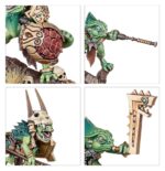 SPEARHEAD: SERAPHON–SUNBLOODED PROWLERS. Los Acechadores Estirpesolar se caracterizan por su sigilo y brutalidad. Estos expertos cazadores son Serafones implacables, encargados de erradicar amenazas específicas para los enigmáticos planes de sus señores slann. Una vez que detectan el rastro de un enemigo, nada salvo la muerte los aparta de su labor. Si quieres reclamar los Reinos Mortales como parte del Gran Plan, esta caja es la forma ideal de comenzar una colección de Serafones o de ampliar tu ejército de Warhammer Age of Sigmar, y resulta más económica que comprar los kits por separado. Las Fauces de Itzl, compuestas por unos feroces Estirpesolar y su escolta de saurios, inspiran al resto de la fuerza con sus valientes hazañas. Junto a ellos marchan a la batalla una unidad de Guerreros Saurios. Los veloces Cazadores de Huanchi capturan cualquier objetivo que el enemigo deje desprotegido, y un Engendro de Chotec brinda apoyo a distancia escupiendo ácido sobre tus adversarios. Estas miniaturas conforman una fuerza completa de Punta de lanza, lo que significa que podrás lanzarte a jugar partidas tácticas e intensas desde el primer momento. El Engendro de Chotec incluye opciones para personalizarlo con dos cabezas distintas, dos tipos de cresta y dos poses diferentes para el cuello. Uno de sus Domadores eslizones lleva un icono sagrado que puede rematarse con una de dos piezas decorativas opcionales. Los Guerreros Saurios incluyen piezas para montar un campeón, un músico con tambor de guerra y un portaestandarte opcionales, con dos iconos distintos para elegir. Las cabezas y escudos pueden intercambiarse entre las miniaturas, y cada guerrero puede armarse con un garrote o una lanza. Los Cazadores de Huanchi están compuestos por 10 Eslizones Camaleón y 3 Terrapaces. Los Eslizones incluyen piezas para montar un campeón, un músico y una Garra de Huanchi opcionales. También hay opciones de armas para que personalices aún más tu unidad.