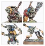 SPESRHEAD: OGOR MAWTRIBES–SCRAPGLUTT. Los Zampasobras rastrean los campos de batalla abandonados y las chatarrerías, empujados por la obsesión de un cazador ogor de fabricar trampas de lo más creativas. Cualquier pieza útil recogida por unos gnoblars entusiastas puede ser reutilizada como armadura o arma para la banda. Si quieres arrasar por los Reinos Mortales devorando todo a tu paso, esta caja es la forma perfecta de empezar una nueva colección de Mascatribus Ogors o de ampliar tu ejército de Warhammer Age of Sigmar, y resulta más económica que comprar los kits por separado. Un corpulento y astuto Trampero, junto a su séquito compuesto por un imponente Dientes de Sable Gélidos y un puñado de ingeniosos gnoblars, lidera a los Zampasobras. Tras él marchan ocho demoledores Tripasduras, una unidad de Gnoblars lista para capturar objetivos, y un Tirasobras Gnoblar que lanza chatarra metálica sobre tus enemigos. Estas miniaturas conforman una fuerza completa de Punta de lanza, lo que significa que podrás lanzarte a jugar partidas tácticas e intensas desde el primer momento. Dos de los Tripasduras también pueden montarse como campeones Jefes Tripasduras, otros dos como Eructadores Tripasduras y dos más como Portadores de la Mascarruna con la opción de tres sombreretes distintos para el estandarte. Las cabezas, escudos ventrales y armas pueden intercambiarse entre todos los Tripasduras. Hay distintas opciones decorativas para los cuernos del Tirasobras, que también puede montarse como Escupehierros. La unidad de Gnoblars cuenta con 13 cabezas intercambiables entre todos los cuerpos del kit.