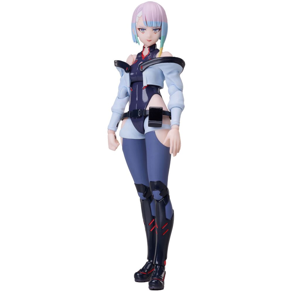 Lucy cyberpunk: edgerunners buzzmod. Aniplex incorpora a su colección buzzmod. La figura articulada de la netrunner fugitiva lucy, basada en el personaje de la serie de animación "cyberpunk: edgerunners". La figura cuenta con un cuello articulado e incluye 5x placas faciales, 1x pantalla de protocolo de infiltración, 2x partes del cuello intercambiables, 2x partes de antebrazo “monowire”, 9x manos, 2x pies y 1x pistola. Mide aproximadamente 14 cm de altura y está fabricada en pvc, abs y pom. Como todas las figuras de esta línea ha sido meticulosamente diseñada para ofrecer una articulación superior, mayor estabilidad y facilidad para recrear diferentes poses.