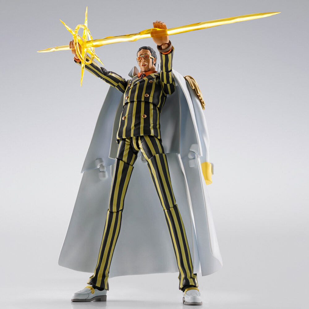 Borsalino future island egghead one piece sh figurts. Se une a la colección s. H. Figuarts de tamashii nations esta figura collectors shop de borsalino (también conocido como kizaru), uno de los tres almirantes del cuartel general de la marina. Mide unos 19 cm y está basada en su aparición en el arco de egghead del anime “one piece”. Incluye 3 x manos izquierdas, 4x manos derechas, 2x expresiones faciales, 1x cabeza adicional, 1x pie derecho, 1x espada ama no murakumo, 1x expositor original y efectos especiales para reproducir las habilidades otorgadas por la fruta del diablo pika pika. Como bonus cuenta con 2 accesorios para las dos figuras de luffy del arco egghead (se venden por separado). Unidades limitadas.