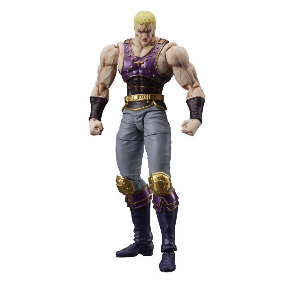 Thouzer fist of the north stars digaction. Dig incorpora a su línea digaction la figura articulada de thouzer (o souther), el autoproclamado emperador sagrado del anime "fist of the north star" ("el puño de la estrella del norte" en españa). Mide aproximadamente 8 cm y está fabricada en pvc, abs y pom. A pesar de su tamaño compacto, ofrece gran movilidad y estilo fiel al personaje. Incluye 2x cabezas intercambiables, 5x manos adicionales, 1x lanza, 1x efecto de sangre para recrear diferentes escenas y un soporte para exposición.