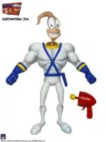 EARTWORM JIM FIGURA WAVE 1: EARTWORM JIM & SNOT 15 CM. La vida de Jim cambió para siempre cuando, de repente, le cayó del cielo un traje cibernético superespacial de alta tecnología e indestructible creado por el Profesor Mono para ser la cabeza de la malvada Reina Babosa-Para-el-Culo. Con sus nuevos poderes, Jim viaja a través de la galaxia luchando contra malvados enemigos en su búsqueda por rescatar a la bella princesa Cómo-se-llame de las malvadas garras de Psy-Crow. ¡Woah Nelly!