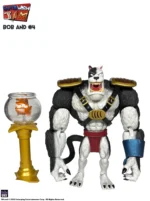 EARTWORM JIM FIGURA WAVE 1: BOB THE KILLER GOLDFISH & 4 15 CM.  ¡Vayan y destruyan! ¡Destruid! ¡DESTRUYE! El megalómano gobernante de La Planeta De Agua, Bob el Pez Asesino, ¡ha llegado! A Bob le acompaña en su búsqueda de la dominación universal su esbirro favorito de los 7 gatos, ¡el enorme #4!