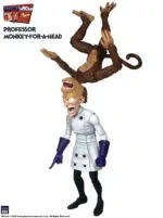 EARTWORM JIM FIGURA WAVE 1: PROFESSOR MONKEY-FOR-A-HEAD 28 CM. Este científico loco se ha vuelto loco, ¡y no se anda con chiquitas! Puede que el Profesor Mono Por Cabeza no tenga una Batería de los Dioses de repuesto para impulsar un nuevo supertraje, ¡pero eso no le impide crear nuevos y traicioneros inventos! Aunque el mono injertado en la cabeza del Profesor es fácil de llevar y le encanta tomarle el pelo, el Profesor es ferozmente protector con su compañero simiesco, que le permite escapar de casi cualquier situación gracias a sus habilidades para trepar. Dos increíbles figuras de acción en una, la nueva figura de acción del Profesor Mono Por Cabeza de ADN Premium a escala 1/12 mide aproximadamente 11« de alto (5,5» de humano, 5,5" de mono).