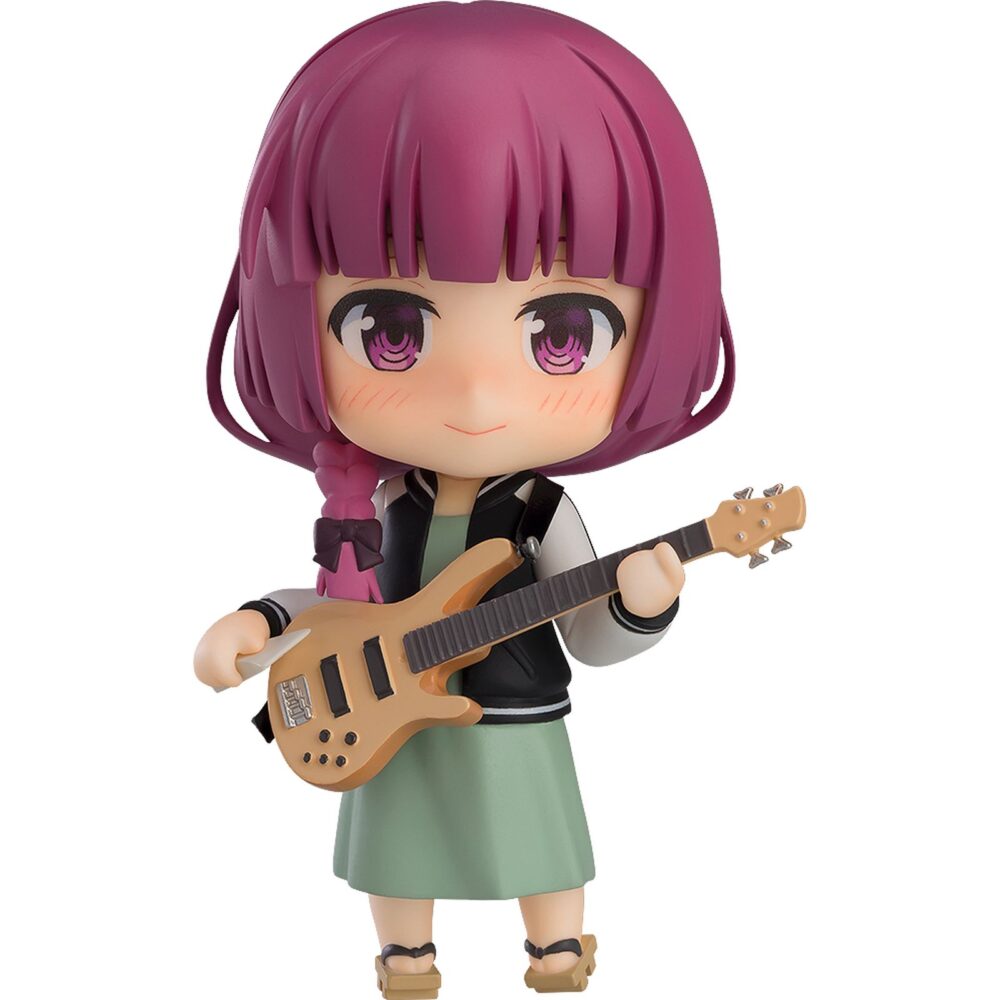 Kikuri hiroi bocchi the rock nendoroid. Good smile company incorpora a su colección nendoroid la figura de kikuri hiroi, bajista y vocalista del grupo musical sick hack del anime "bocchi the rock! ". Esta figura articulada mide aproximadamente 10 cm de altura e incluye una base con soporte transparente para su exposición, 3x placas faciales intercambiables (sonriente, borracha y maniática),1x bajo, 1x "onikoro" y otros accesorios para recrear distintas poses.