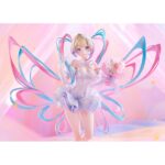 OMGKAWAIIANGEL: ANNIVERSARY PARTY NEEDY STREAMER OVERLOAD 1/7. Good Smile Company presenta esta figura a escala 1/7 de OMG Kawaii Angel con su vestido de fiesta, inspirada en su aparición en la segunda exposición de "Needy Streamer Overload". Mide aproximadamente 23 cm e incluye 1x base circular de color rosa para su exposición. Destaca por sus coletas con forma de alas y un acabado nacarado de efecto aurora.