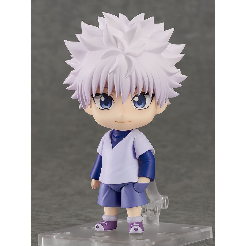 Killua zoldyck: hunter exam hunter x hunter nendoroid. Good smile company introduce en su línea nendoroid la figura de killua zoldyck, inspirada en su personaje del anime "hunter x hunter", vestido para realizar el examen de cazador. Se incluyen 3x expresiones intercambiables (sonriente, de combate y alegre), además de accesorios como 1x monopatín y otras piezas opcionales para diferentes poses. Mide aproximadamente 10 cm de alto y cuenta con soporte transparente para exposición.