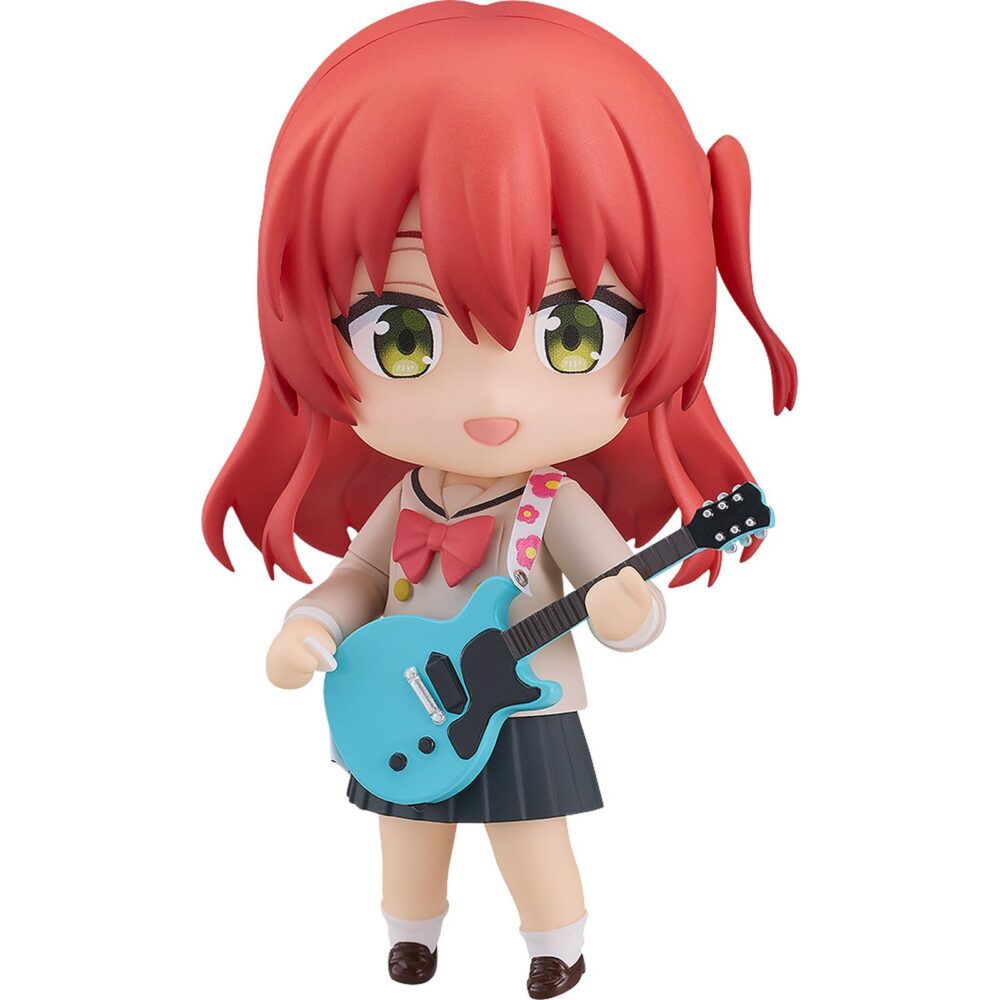 IKUYO KITA BOCCHI THE ROCK NENDOROID. Good Smile Company suma de nuevo a su catálogo de Nendoroid la figura de Ikuyo Kita, vocalista y guitarrista de la banda Kessoku en el anime "Bocchi the Rock!". Viene con 3x caras intercambiables (sonriente, animada e impresionada), 1x guitarra, 1x smartphone, 1x para selfies y otros elementos para recrear poses diversas. Mide 10 cm e incluye base expositora transparente.