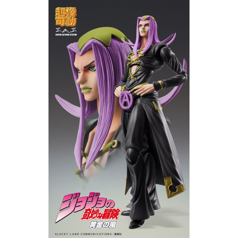 Leone abbacchio black version jojo’s bizarre adventure part 5 chozokado. Medicos entertainment presenta, dentro de la línea chozokado, la figura de leone abbacchio en su versión black, inspirada en el personaje del anime "jojo's bizarre adventure: golden wind". La figura, de aproximadamente 16 cm de altura, está fabricada en pvc y presenta múltiples puntos de articulación para diversas poses. Incluye base para su exhibición.