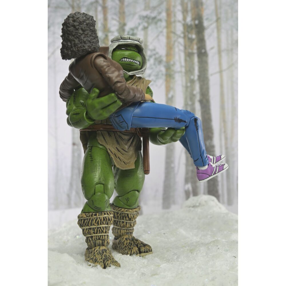 Hunter leo teenage mutant ninja turtles mirage comics. Neca presenta la figura articulada hunter leo basada en los cómics originales de "teenage mutant ninja turtles"  de mirage studios. Esta figura mide 18 cm e incluye 1x arco, 1x carcaj para sus armas, 3x flechas, 1x espada, 4x manos intercambiables y 1x cuchillo. Se presenta en una caja con ventana con ilustraciones de kevin eastman.