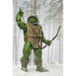 HUNTER LEO TEENAGE MUTANT NINJA TURTLES MIRAGE COMICS. Neca presenta la figura articulada Hunter Leo basada en los cómics originales de "Teenage Mutant Ninja Turtles"  de Mirage Studios. Esta figura mide 18 cm e incluye 1x arco, 1x carcaj para sus armas, 3x flechas, 1x espada, 4x manos intercambiables y 1x cuchillo. Se presenta en una caja con ventana con ilustraciones de Kevin Eastman.