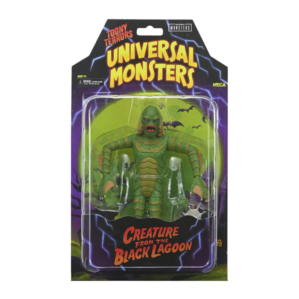 Creature from the black lagoon universal monsters toony terrors. Neca presenta en su línea toony terrors la figura articulada a escala del monstruo de la laguna negra. Mide 15 cm y está inspirada en el personaje de la película de terror de 1954 “creature from the black lagoon” (“la mujer y el monstruo” en españa). Puedes exponerla junto al resto de figuras de esta línea aunque se venden por separado. Lleva la diversión de los dibujos animados del sábado por la mañana a tu colección de terror con estos adorables bichitos. La serie 12 de la línea toony terrors de neca trae más iconos de terror estilizados de universal monsters y muchos más. A los fans de las películas de terror clásicas les encantará este surtido de figuras de acción con el hombre invisible, la novia de frankenstein, la criatura de la laguna negra y el fantasma de la ópera. Con una altura de 15 cm, cada figura se vende por separado y se presenta en un blíster.