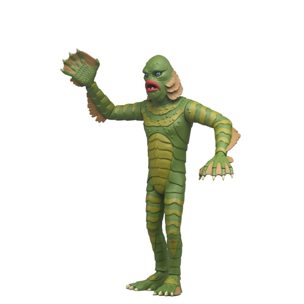 Creature from the black lagoon universal monsters toony terrors. Neca presenta en su línea toony terrors la figura articulada a escala del monstruo de la laguna negra. Mide 15 cm y está inspirada en el personaje de la película de terror de 1954 “creature from the black lagoon” (“la mujer y el monstruo” en españa). Puedes exponerla junto al resto de figuras de esta línea aunque se venden por separado. Lleva la diversión de los dibujos animados del sábado por la mañana a tu colección de terror con estos adorables bichitos. La serie 12 de la línea toony terrors de neca trae más iconos de terror estilizados de universal monsters y muchos más. A los fans de las películas de terror clásicas les encantará este surtido de figuras de acción con el hombre invisible, la novia de frankenstein, la criatura de la laguna negra y el fantasma de la ópera. Con una altura de 15 cm, cada figura se vende por separado y se presenta en un blíster.