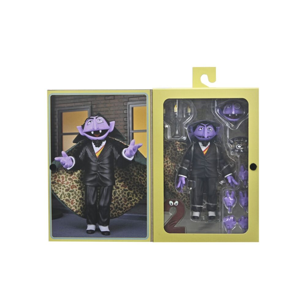 Ultimate el conde draco sesame street. Prepárate para contar hasta hartarte con el tercer ultimate de la línea sesame street de neca. El conde apareció por primera vez en la clásica serie de televisión infantil en 1972, y su entusiasmo por contar cualquier cosa y todo lo ha convertido en un favorito de los fans desde entonces. Tú también te divertirás contando todos los puntos de articulación de esta figura de acción a escala de 7 pulgadas, ¡27 para ser exactos! El conde viene con varios accesorios, como una cabeza alternativa, cinco manos intercambiables, una capa de tela, un candelabro, un teléfono y el número 2. Se presenta en una caja con ventana apta para coleccionistas con solapa frontal abatible. Neca es una marca destacada en el mercado de figuras coleccionables, reconocida por su dedicación a la calidad y al detalle. Sus productos abarcan una amplia gama de franquicias icónicas de películas, televisión, videojuegos y cómics, ofreciendo figuras que son tanto visualmente impresionantes como meticulosamente diseñadas. Utilizando materiales de alta calidad y técnicas de fabricación avanzadas, neca garantiza que cada figura no solo sea una representación fiel del personaje, sino también duradera y resistente.