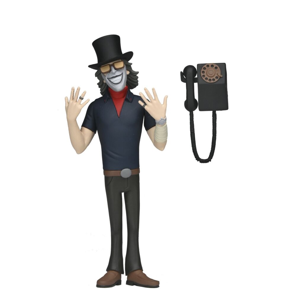 The grabber the black phone toony terrors. Neca añade a su línea toony terrors esta figura de the grabber, el inquietante villano de la película "the black phone". Con una altura de 15 cm, esta figura con estética de dibujos animados incluye 1x teléfono de pared como accesorio. Se entrega en blíster con fondo recortable para su exhibición.