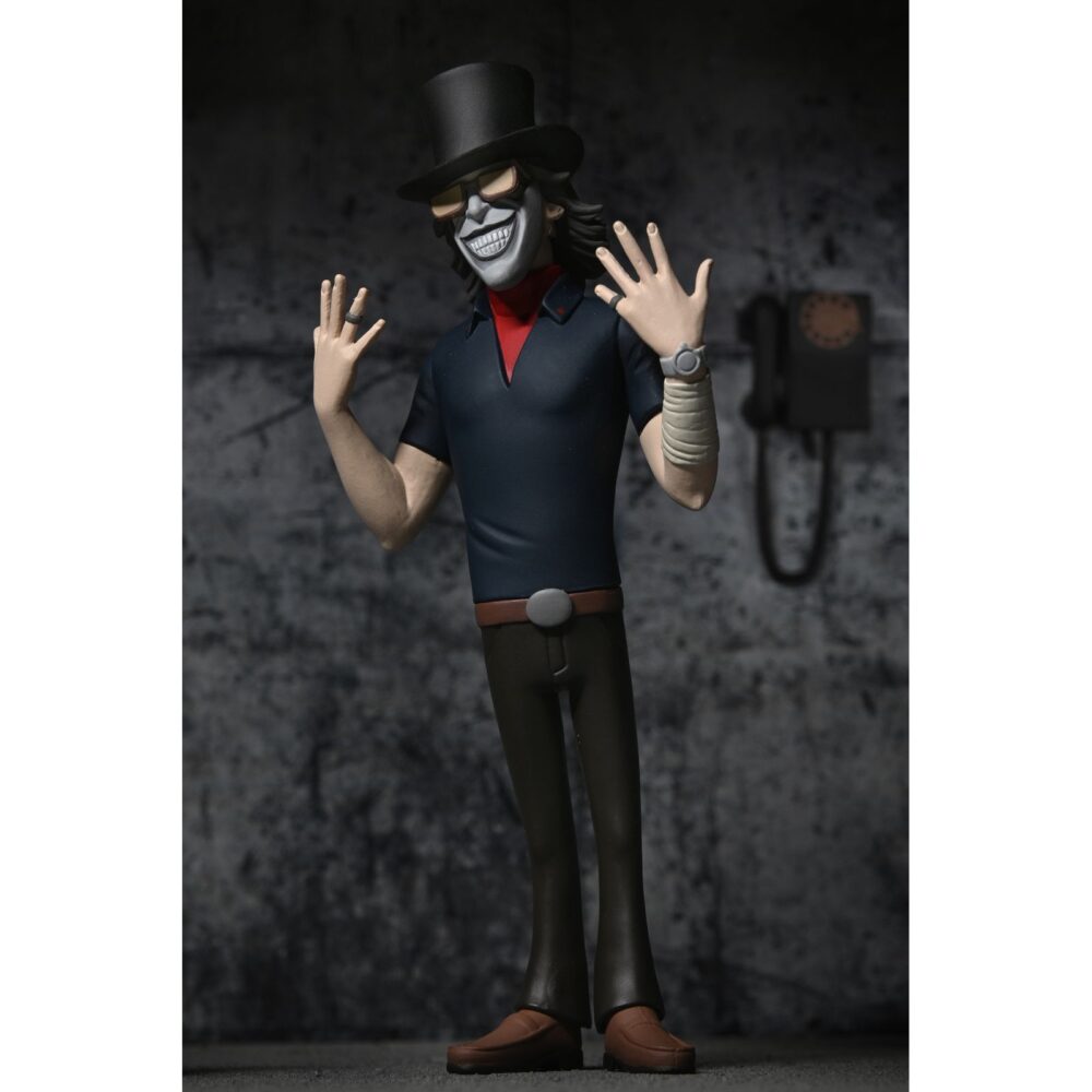 The grabber the black phone toony terrors. Neca añade a su línea toony terrors esta figura de the grabber, el inquietante villano de la película "the black phone". Con una altura de 15 cm, esta figura con estética de dibujos animados incluye 1x teléfono de pared como accesorio. Se entrega en blíster con fondo recortable para su exhibición.