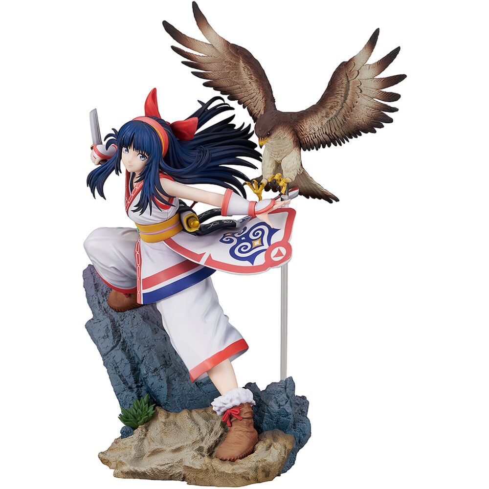 Nakoruru samurai spirits 1/7. Proof presenta la estatua de nakoruru basada en dicha luchadora de la saga "samurai shodown", concretamente en el aspecto que luce en el videojuego de 2019. Tiene una altura de 29,5 cm a escala 1/7. La guerrera kamubi se muestra blandiendo su espada, chichi-ushi, sobre una base rocosa junto a su compañero halcón mamahaha. Está fabricada en pvc y abs.