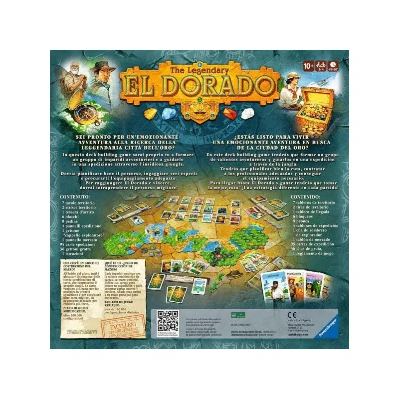 El dorado jdm. Una emocionante aventura en busca de la legendaria ciudad de oro. Reúne a un grupo de intrépidos aventureros en una expedición por las traicioneras selvas de sudamérica. Planifica bien la ruta, contrata a auténticos expertos y hazte con el equipo adecuado. Para llegar a el dorado y ganar, debes tomar el camino correcto. Plan de juego modificable con más de 100. 000 configuraciones. Una estrategia diferente para cada partida. En lo profundo de la selva de sudamérica se esconde la tierra dorada de "el dorado" . Almacenados en este reino perdido hay un montón de tesoros: oro, joyas y artefactos preciosos . En el juego de mesa el dorado de reiner knizia, los jugadores se convierten en atrevidos buscadores de tesoros que llevan su equipo a una expedición a el dorado . En el juego de mesa el dorado de reiner knizia , los jugadores se convierten en atrevidos buscadores de tesoros que llevan su equipo a una expedición a el dorado. Contrata miembros competentes para tu equipo de investigación, compra buen equipo y planea cuidadosamente tu ruta . El primer jugador que llegue a el dorado será el ganador de la partida.