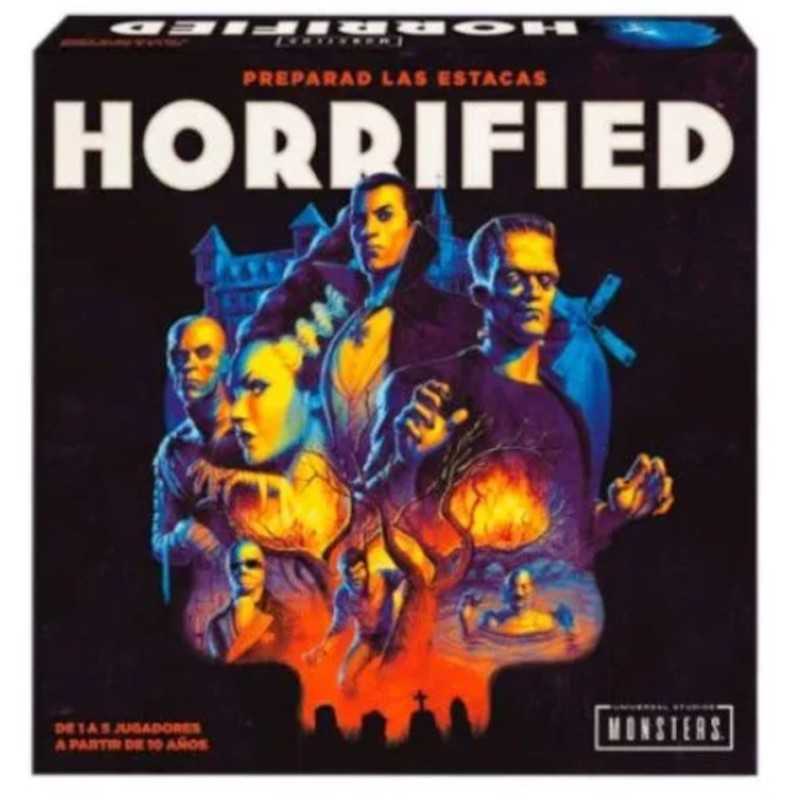 Horrified universal monsters jdm. Desafía a drácula, frankestein, el hombre lobo y todos los demás monstruos de universal en este emocionante viaje de terror. Cada monstruo solo puede ser derrotado realizando los desafíos requeridos. Te enfrentarás a monstruos diferentes en cada partida.   horrified es un juego de mesa cooperativo en el que os enfrentaréis a los monstruos clásicos del mundo cinematográfico de universal a través de un escenario que recuerda los nostálgicos años 50. Drácula, el hombre lobo, frankenstein, el hombre invisible, el monstruo del pantano, la momia y la esposa de frankenstein os esperan para sembrar el terror. Preparad las estacas y derrotadlos… si podéis. Cada monstruo tiene sus propias habilidades y su propia manera de ser derrotado, por lo que el juego ofrece muchísimas horas de terror y entretenimiento. En este juego, os encontraréis cara a cara con todos ellos mientras trabajáis juntos para librar a la ciudad de criaturas maníacas o incomprendidas... Antes de que sea demasiado tarde. Horrified incluye miniaturas esculpidas de alta calidad. Su modo de juego cooperativo, innovador y fácil de aprender hace que los jugadores trabajen juntos contra monstruos con distintos niveles de dificultad. Cada monstruo es único, y requieren diferentes estrategias y tácticas para ser derrotados.