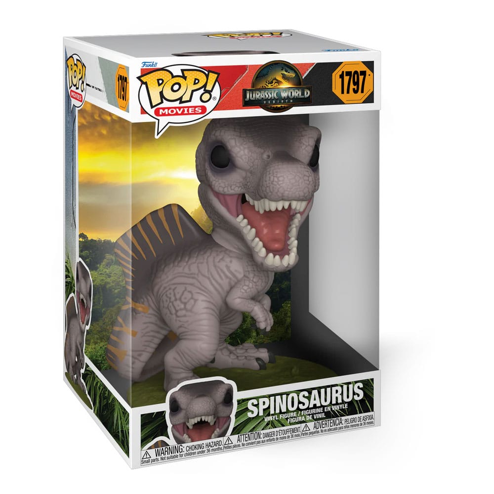 Spinosaurus jurassic world rebirth super sized funko pop. Figura de vinilo de la línea 'pop! ', tamaño aprox. 25 cm.
