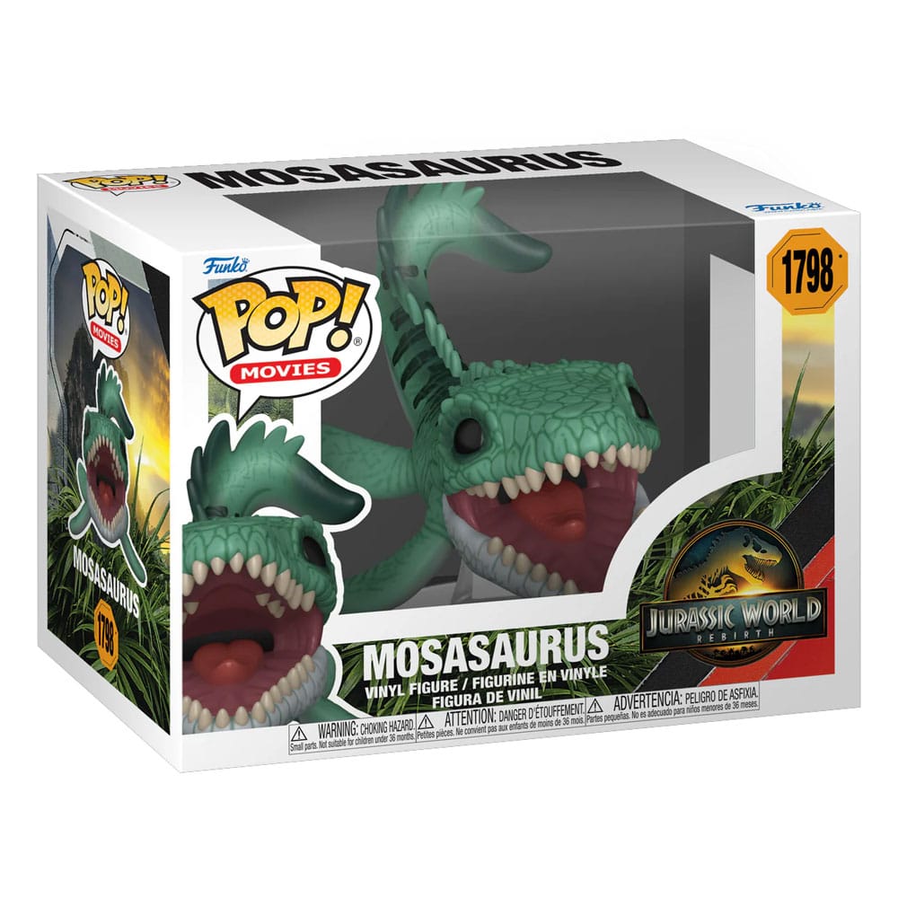 Mosasaurus jurassic world rebirth funko pop. Figura de vinilo de la línea 'pop! ', tamaño aprox. 9 cm.