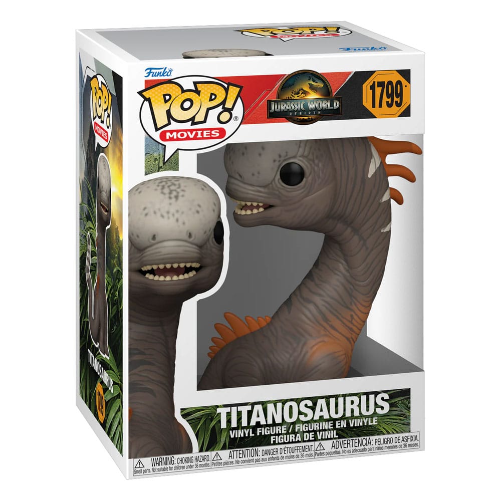 Titanosaurus jurassic world rebirth funko pop. Figura de vinilo de la línea 'pop! ', tamaño aprox. 9 cm.