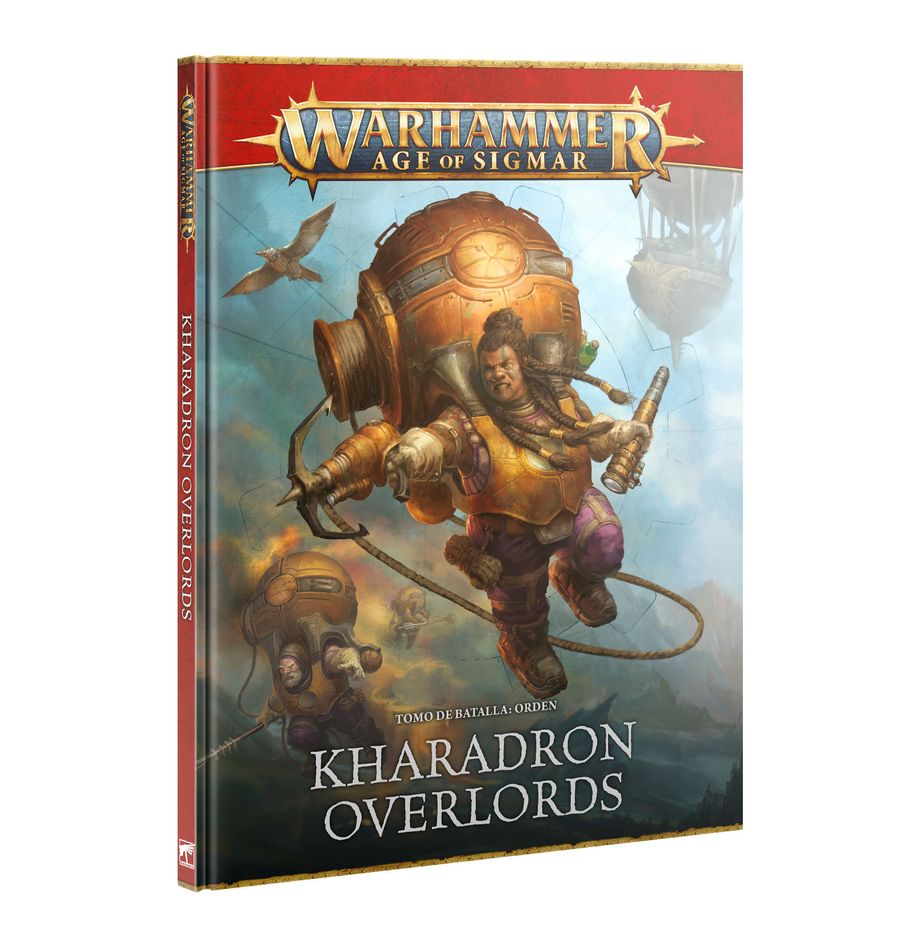 Order battletome: kharadrom overlords (español) warhammer age of sigmar.   las flotas celestes de los altos señores kharadron navegan en pos de la guerra y las ganancias. Estos duardines han aprendido a no confiar ni en deidades ni en magia, sino en las maravillosas innovaciones de la tecnología del aéter-oro. Incluso ante los cielos más oscuros y corruptos, estos valientes aeroexploradores mantienen el rumbo, abrumando a sus enemigos con estruendosas andanadas de fuego. El tomo de batalla orden: kharadron overlords es un libro esencial para coleccionistas y jugadores que quieran sacar provecho del saqueo y el comercio en los reinos mortales. Este magnífico tomo está repleto de ilustraciones evocadoras, emocionante material de trasfondo, fotografía impresionante, y las reglas que necesitarás para ofrecer tus servicios, sean los que sean. Dentro encontrarás hojas de unidad, regimientos y ejércitos de renombre, reglas de sendero a la gloria y yunque de la apoteosis, y una sección independiente de punta de lanza que te ayudará a jugar disputadas partidas tácticas con tu colección. Este libro te guiará a través de los detalles del código, sea cual sea tu forma de coleccionar, pintar y jugar con los altos señores kharadron.