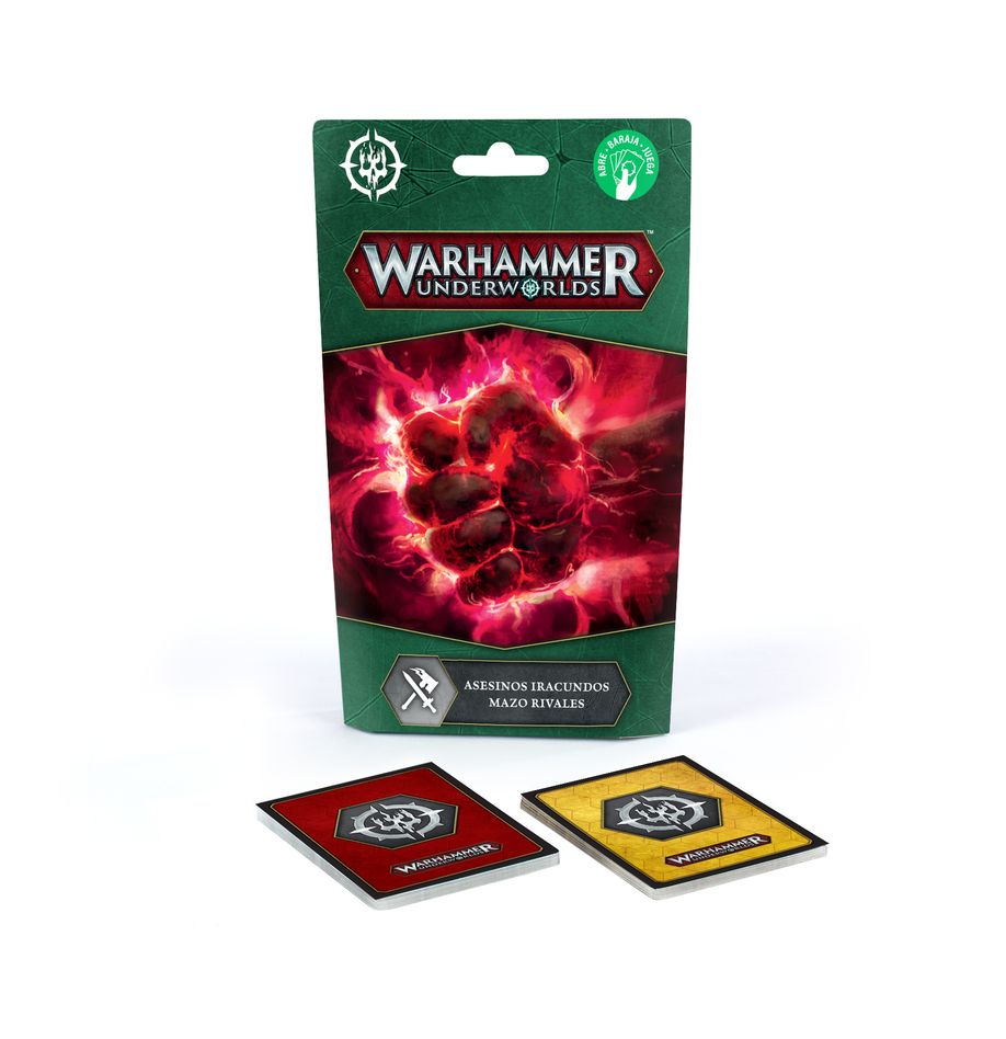 Raging slayers rivals deck (españa) warhammer underworlds.   la montaña sobre la que se erige ascuagarda está repleta de profundas vetas de piedrascua, un mineral que alienta los iracundos corazones de aquellos guerreros que buscan arder con luz propia, aun a riesgo de que el fuego lo consuma todo, incluido a su portador. Asesinos iracundos es un mazo rivales completo y listo para jugar que cualquier banda puede utilizar en partidas de warhammer underworlds. ¡abre el paquete, baraja las cartas y listo! El mazo está clasificado bajo el estilo de juego asalto e introduce el nuevo estado “iracundo”, que potencia las habilidades de combate de tus guerreros. Lanza cargas y acumula marcadores de ira para que tus guerreros sean iracundos. Este mazo combina a la perfección con cualquier banda de estilo asalto. Puedes usar las cartas solas o combinarlas con otro mazo para crearte un mazo personalizado de formato némesis.