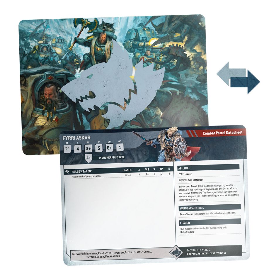 Datasheet cards: space wolves (inglés). Solo en inglés. The space wolves are a space marine chapter of savage hunters and proud warriors from the death world of fenris. They wage war without fear or doubt, each seeking to forge a saga worthy of immortalisation. This set of 25 cards will help you keep track of your space wolves units in games of warhammer 40,000. There are individual datasheet cards for every unit – detailing their profiles, wargear, options, and special abilities. They are an ideal way to easily check key information in the heat of battle. You'll also find a reference card for the space wolves army rules and special datasheet cards for use in combat patrol games.