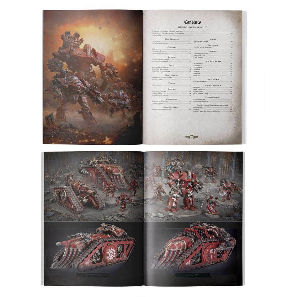 Liber mechanicum: forces of the taghmata army book (inglés) warhammer. Solo en inglés. The mysterious cult mechanicum of the 31st millennium march to war armed with esoteric and arcane science, hosts of battle-automata and cybernetic soldiers guided by the cold iron logic of their tech-priest overseers. The lords of mars command the technology that shaped the imperium and, as the horus heresy consumes the galaxy, wield their arsenal for both loyalist and traitor causes. This book is an essential guide for anyone who wants to command mechanicum armies in warhammer: the horus heresy. It contains the rules you need to field the various deadly and esoteric machines and troops of the taghmata omnissiah, whether they are loyal to the emperor or the warmaster. It includes detachments, wargear, and special rules which make the mechanicum a unique force on the tabletop.