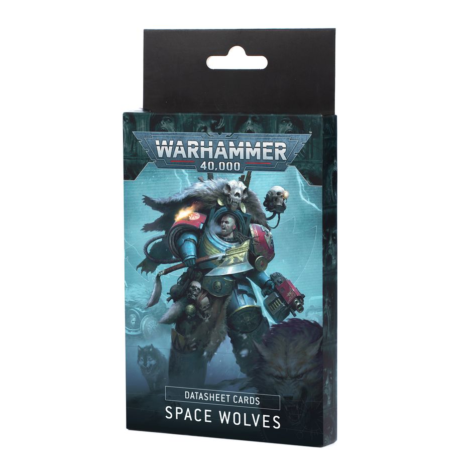Datasheet cards: space wolves (inglés). Solo en inglés. The space wolves are a space marine chapter of savage hunters and proud warriors from the death world of fenris. They wage war without fear or doubt, each seeking to forge a saga worthy of immortalisation. This set of 25 cards will help you keep track of your space wolves units in games of warhammer 40,000. There are individual datasheet cards for every unit – detailing their profiles, wargear, options, and special abilities. They are an ideal way to easily check key information in the heat of battle. You'll also find a reference card for the space wolves army rules and special datasheet cards for use in combat patrol games.