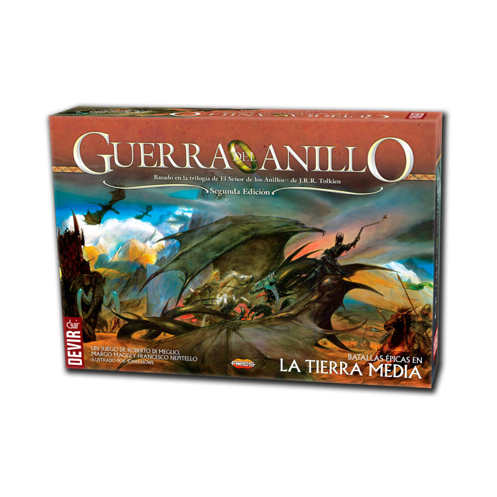 Guerra del anillo. Guerra del anillo es un aclamado juego de estrategia competitivo para 2-4 personas, diseñado por roberto di meglio, marco maggi y francesco nepitello, que permite a sus jugadores sumergirse en el fantástico mundo de el señor de los anillos de j. R. R. Tolkien y experimentar su acción épica, conflicto dramático y personajes memorables. Como jugador de los pueblos libres, estás al mando de las orgullosas huestes de los reinos más importantes de la tercera edad. Desde los señores de los caballos de rohan hasta los soldados de gondor y los señores elfos de rivendel, lideras la defensa de los últimos reinos libres de la tierra media. Enfréntate a los malvados esbirros de sauron en el campo de batalla en un intento desesperado por retrasar su ataque, mientras conduces a la comunidad del anillo en la misión al monte del destino.