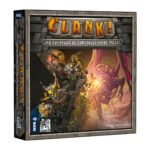 CLANK!. Diseñado por Paul Dennen e ilustrado por Rayph Beisner, Raul Ramos y Nate Storm en 2016, combina de una forma innovadora las mecánicas de construcción de mazos con movimientos en un tablero. Es un juego donde tendremos que saquear la guarida de un dragón antes de que despierte, se ponga de mal humor y devore a los aventureros. Entra y consigue escapar con tesoros inimaginables. Clank! es el próximo paso en tu aventura de juegos de mesa, combinando sencillamente la exploración de calabozos con la construcción de mazos con una mezcla innovadora de mecánicas. Aventúrate dentro de la mazmorra en la que un dragón guarda su tesoro, pero intenta no hacer mucho ruido, ya que ninguno de los hasta 4 aventureros que van en búsqueda de tesoros inimaginables quiere que el dracónico guardián despierte y los convierta en su almuerzo. Como en todos los juegos de construcción de mazos, cada aventurero comenzará con las mismas herramientas que los demás.