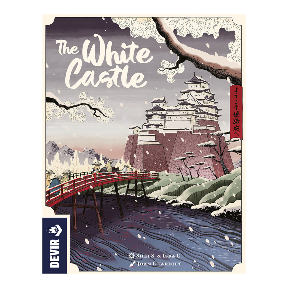 The white castle.  la garza vuela sobre el cielo de himeji mientras el daimio, desde lo alto del castillo, contempla cómo se mueven sus sirvientes. Los jardineros cuidan del estanque, donde viven las carpas koi, los guerreros hacen guardia en las murallas y los cortesanos se amontonan en las puertas, suspirando por una audiencia que les acerque a los círculos más íntimos de la corte. Cuando anochece se encienden los faroles y los trabajadores vuelven con su clan. En the white castle los jugadores controlarán uno de estos clanes con el objetivo de sumar más puntos de victoria que el resto. Para hacerlo, deberán acumular influencia en la corte, gestionar recursos con audacia y colocar a sus trabajadores en el lugar adecuado en el momento adecuado. El juego se puede disfrutar en solitario o en un grupo de hasta 4 jugadores.