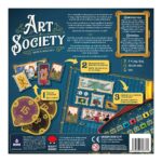 ART SOCIETY. Eres un entendido en arte que puja por las obras de arte más en boga, componiendo una pinacoteca, decorada con gusto exquisito, que será la envidia de la escena artística local. Pero las modas y tendencias son fugaces y difíciles de predecir. Las pinturas que tú y tus colegas coleccionistas no compréis acabarán en el museo, cambiando el valor de tu colección. ¿Quién tendrá la mejor pinacoteca de la ciudad? Diseñado por Mitch Wallace, Art Society permite partidas para grupos de entre 2 y 4 jugadores, a partir de 10 años, de unos 45 minutos de duración. El objetivo del juego consiste en sumar la mayor cantidad de puntos coleccionando cuadros (que se obtienen a través de un mecanismo de subasta) y decoraciones en el tablero personal. Sin embargo, el valor de los cuadros irá cambiando a lo largo de la partida, en función de las acciones de los jugadores. ¡Adaptarse en cada ronda será clave para ganar la partida! Los cuadros de Art Society se dividen en 4 categorías distintas, y cada una de ellas va cambiando de valor en función del resultado de las subastas que se realizan en cada turno. Durante las subastas, los jugadores pujan para llevarse cuadros a su pinacoteca y la obra de arte sobrante se va al museo, cosa que aumenta su valor para todos. Además de un tipo específico, los cuadros tienen tamaños y marcos distintos, cosa que puede afectar el espacio que ocupan en la pinacoteca personal de cada jugador. En cada turno, los jugadores deben pensar muy bien donde colocan su nueva obra de arte, para maximizar la puntuación. Si en algún momento no es posible colocar el cuadro porque no hay espacio, se considera excedente y penalizará al final de la partida. Sin embargo, cada jugador cuenta con un asistente que puede aguantar un cuadro; ¡Siempre es útil contar con ayuda! Al final de la partida, dependiendo del prestigio de cada grupo de pinturas, se suman más o menos puntos. Además, si se tienen cuadros valiosos en la zona central del tablero, se obtienen puntos de bonificación. ¡Da rienda suelta al coleccionista de arte que tienes dentro!