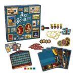 ART SOCIETY. Eres un entendido en arte que puja por las obras de arte más en boga, componiendo una pinacoteca, decorada con gusto exquisito, que será la envidia de la escena artística local. Pero las modas y tendencias son fugaces y difíciles de predecir. Las pinturas que tú y tus colegas coleccionistas no compréis acabarán en el museo, cambiando el valor de tu colección. ¿Quién tendrá la mejor pinacoteca de la ciudad? Diseñado por Mitch Wallace, Art Society permite partidas para grupos de entre 2 y 4 jugadores, a partir de 10 años, de unos 45 minutos de duración. El objetivo del juego consiste en sumar la mayor cantidad de puntos coleccionando cuadros (que se obtienen a través de un mecanismo de subasta) y decoraciones en el tablero personal. Sin embargo, el valor de los cuadros irá cambiando a lo largo de la partida, en función de las acciones de los jugadores. ¡Adaptarse en cada ronda será clave para ganar la partida! Los cuadros de Art Society se dividen en 4 categorías distintas, y cada una de ellas va cambiando de valor en función del resultado de las subastas que se realizan en cada turno. Durante las subastas, los jugadores pujan para llevarse cuadros a su pinacoteca y la obra de arte sobrante se va al museo, cosa que aumenta su valor para todos. Además de un tipo específico, los cuadros tienen tamaños y marcos distintos, cosa que puede afectar el espacio que ocupan en la pinacoteca personal de cada jugador. En cada turno, los jugadores deben pensar muy bien donde colocan su nueva obra de arte, para maximizar la puntuación. Si en algún momento no es posible colocar el cuadro porque no hay espacio, se considera excedente y penalizará al final de la partida. Sin embargo, cada jugador cuenta con un asistente que puede aguantar un cuadro; ¡Siempre es útil contar con ayuda! Al final de la partida, dependiendo del prestigio de cada grupo de pinturas, se suman más o menos puntos. Además, si se tienen cuadros valiosos en la zona central del tablero, se obtienen puntos de bonificación. ¡Da rienda suelta al coleccionista de arte que tienes dentro!