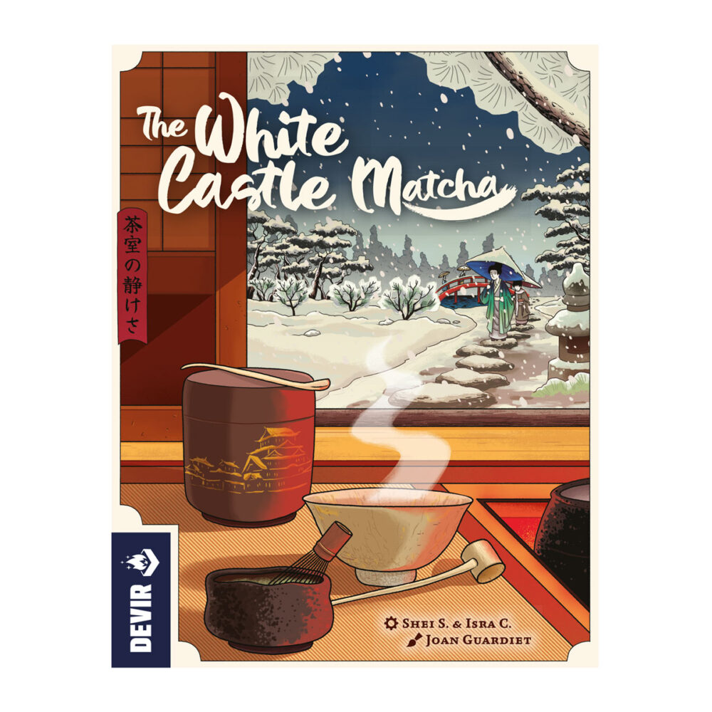 The white castle: matcha.  ¡expande the white castle con un nuevo tablero y más acciones a tu alcance! Matcha incorpora un montón de componentes que darán variabilidad a tus partidas: un nuevo puente con sus propios dados, nuevos espacios donde conseguir influencia (la casa de té) y obtener recursos (el mirador del estanque), nuevos miembros del clan (las geishas) y un recurso extra, el chasen. También dispondrás de un turno extra para tratar de conseguir el máximo número de puntos de influencia. Obra de sheila santos e israel cendrero (el dúo conocido como llama dice, autores de the red cathedral) y un apartado gráfico evocador a cargo de joan guardiet, the white castle: matcha es la primera expansión de the white castle. Esta expansión incluye una extensión para el tablero central, 1 puente verde, 5 dados verdes, 16 monedas, 26 losetas, 4 tableros personales, 20 figuras de geisha y 39 cartas.